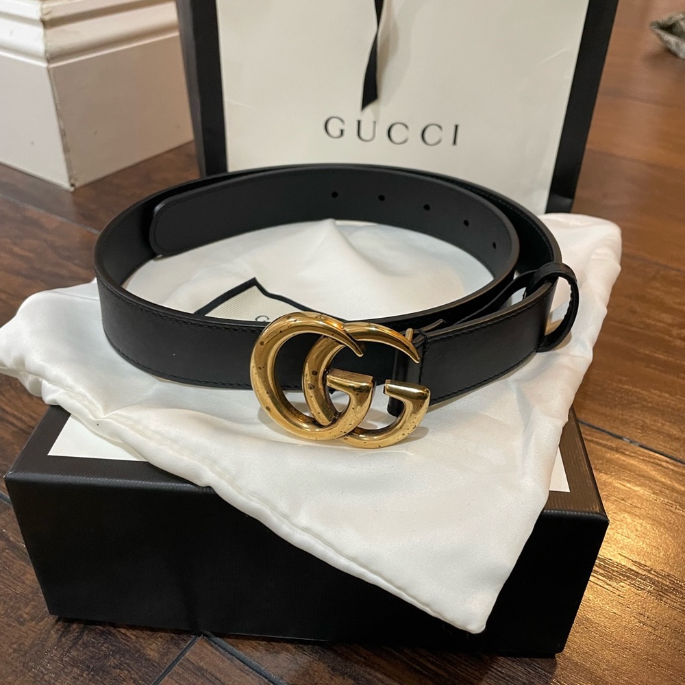 Gucci Black and Gold Women's Belt